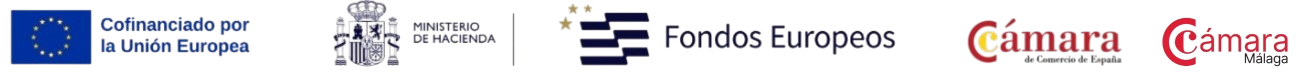 Cofinanciado por la Unión Europea · Ministerio de Hacienda · Fondos Europeos · Cámara de Comercio de Málaga